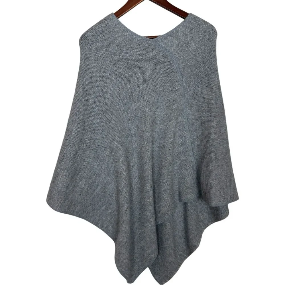 Fratelli Talli Made in Italy Wool Alpaca Firenze Blue Poncho Women's One Size